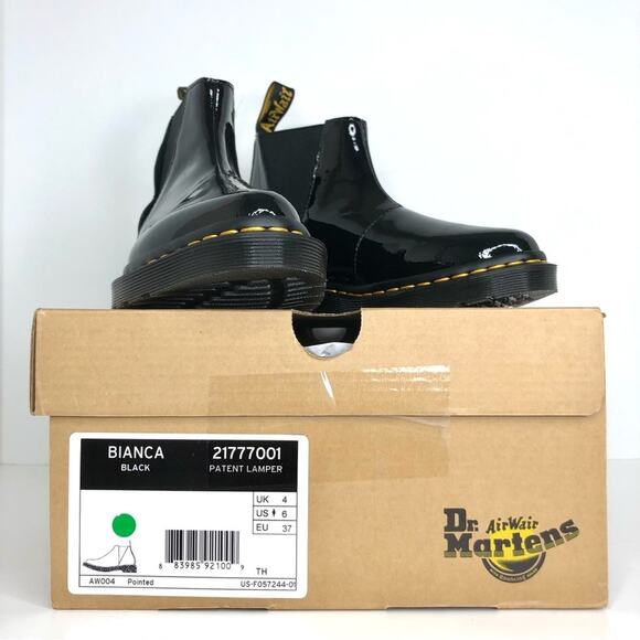 NIB Dr Martens Chelsea Pointed Toe Bianca Patent Lamper Boots Women’s 6 Shoes - Picture 11 of 12